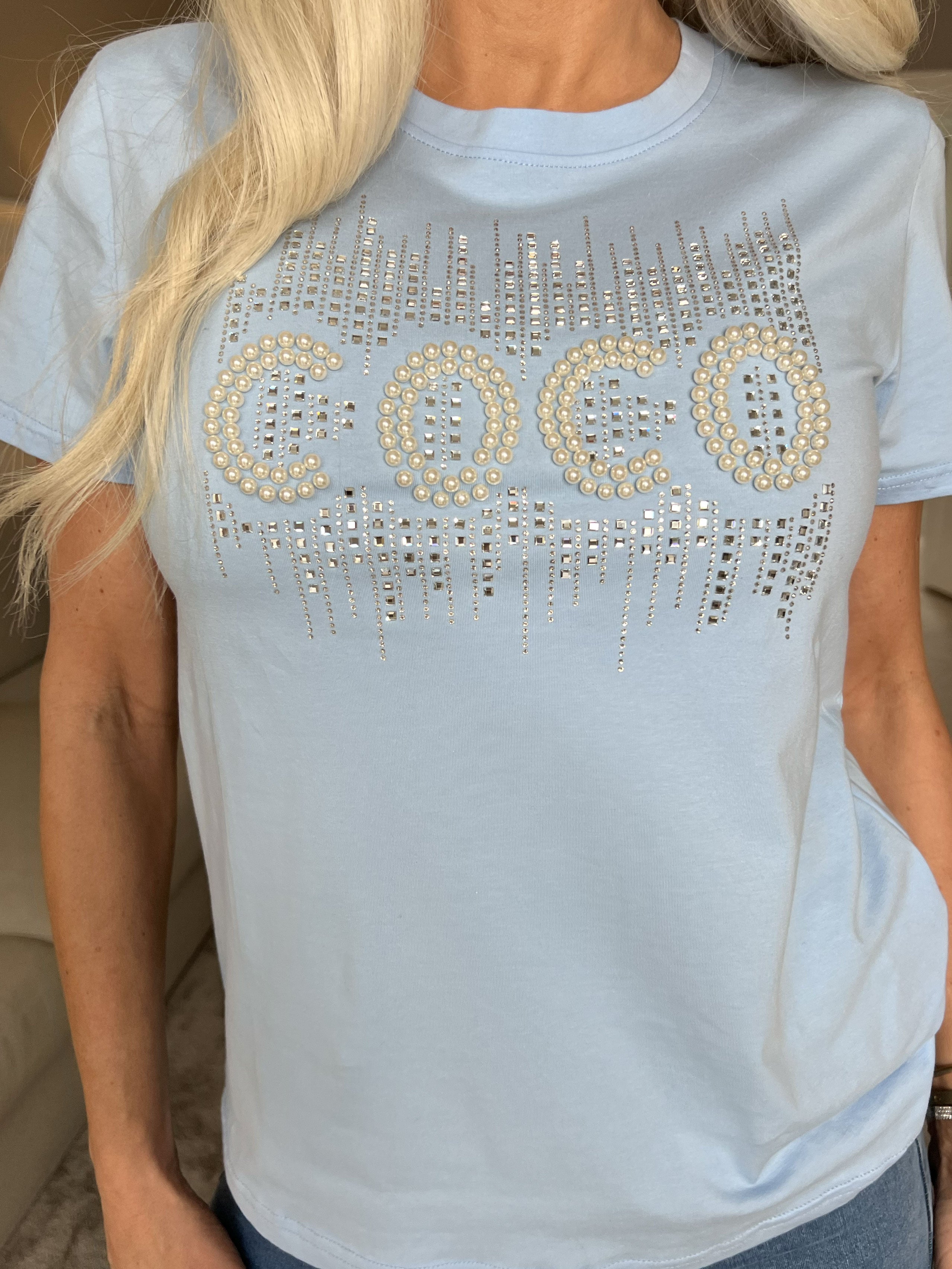 Coco - T-shirt med perler og similisten på brystet